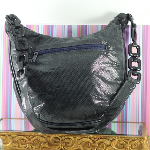 Vintage Leather Purse Dark Navy Lucite and Leather Strap - Picture 12 of 16